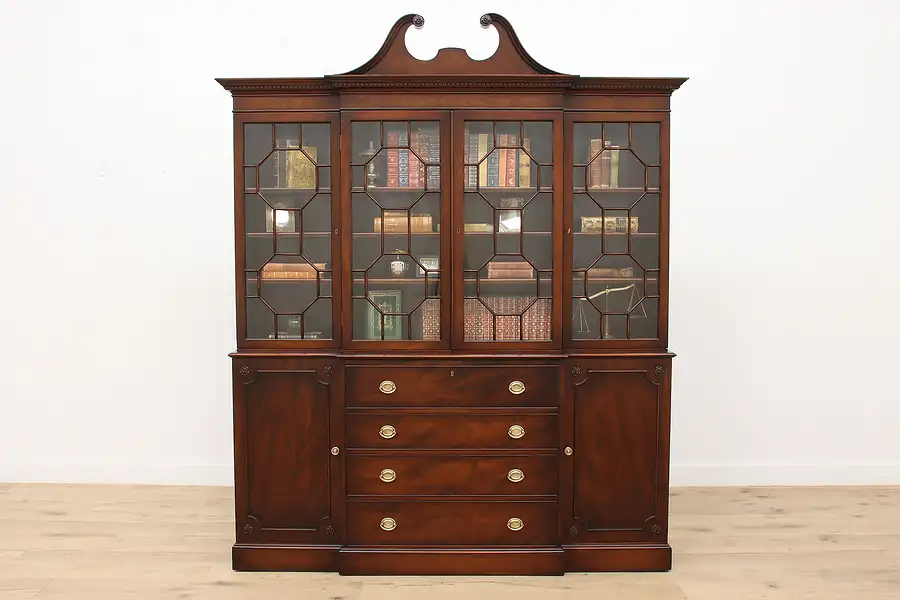 Main image of Georgian Vintage Office or Library Bookcase & Desk, Johnson