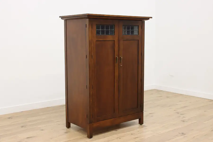 Main image of Arts & Crafts Design Walnut Armoire or Hall Cabinet Romweber