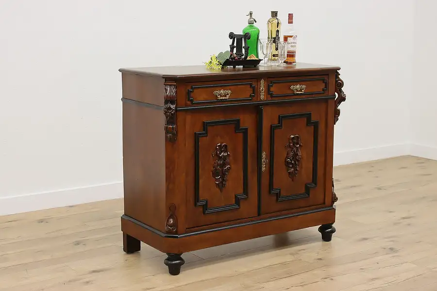 Main image of French Antique Carved Walnut Hall or TV Console, Bar