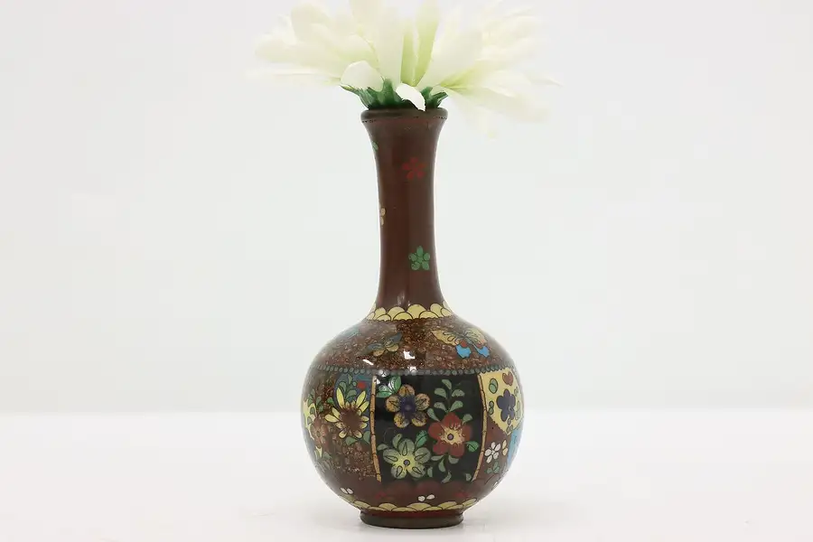 Main image of Japanese Vintage Cloisonne Flower Vase, Butterflies