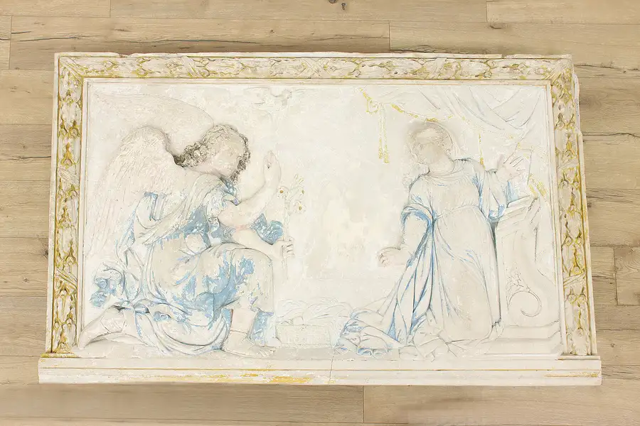 Main image of Annunciation of Mary Stucco Architectural Salvage Relief 62"