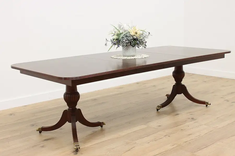 Main image of Georgian Vintage Banded Mahogany Dining Table, Extends 8'