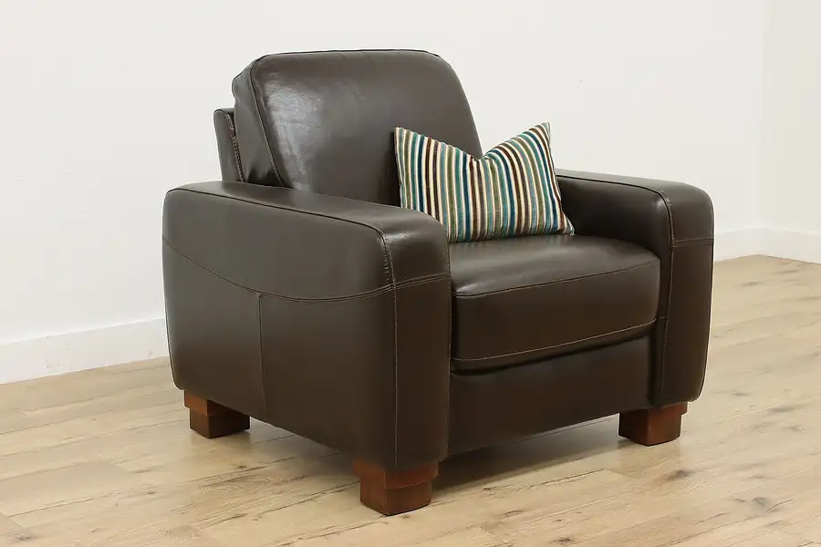 Main image of Traditional Vintage Office or Library Leather Armchair