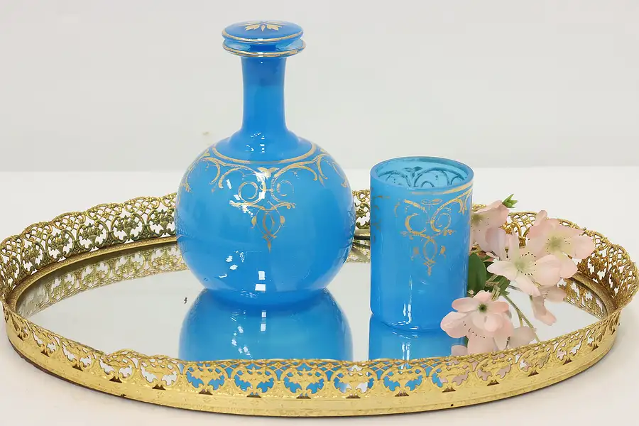 Main image of Victorian Bristol Art Glass & Gold Decanter Set