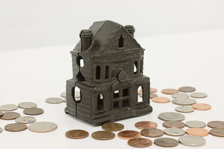 Main image of Victorian Antique Cast Iron Farmhouse Coin Bank