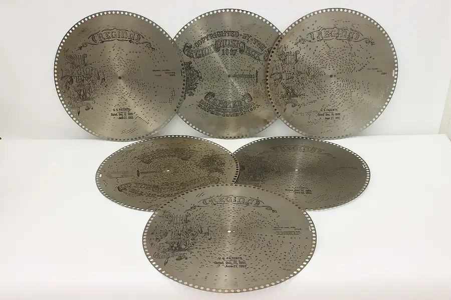 Main image of Set of 6 Antique Regina Music Box 15.5" Discs "The Stars"