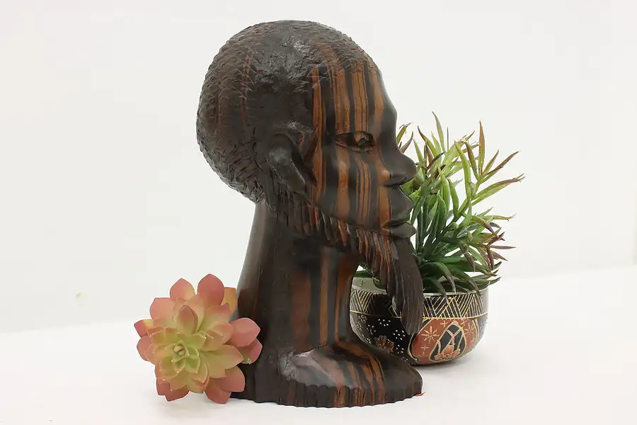 Main image of African Vintage Traditional Carved Bust Sculpture