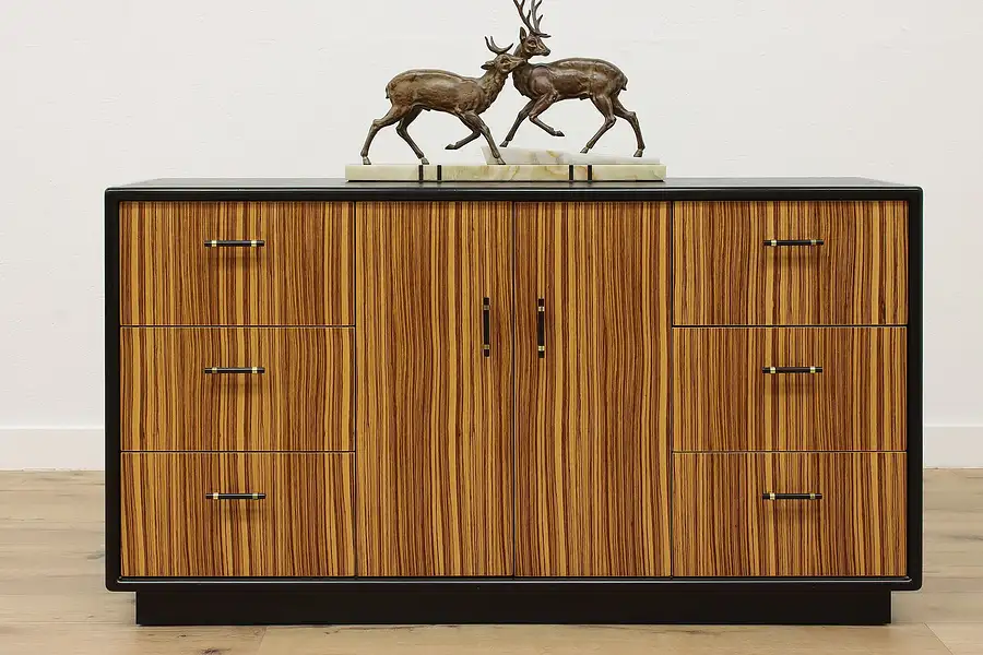 Main image of Midcentury Modern Design Zebrawood Credenza, Dresser, or Bar