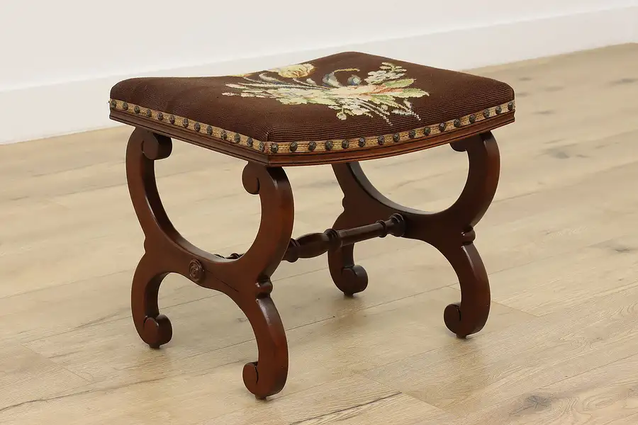 Main image of Georgian Design Antique Needlepoint Footstool, Vander