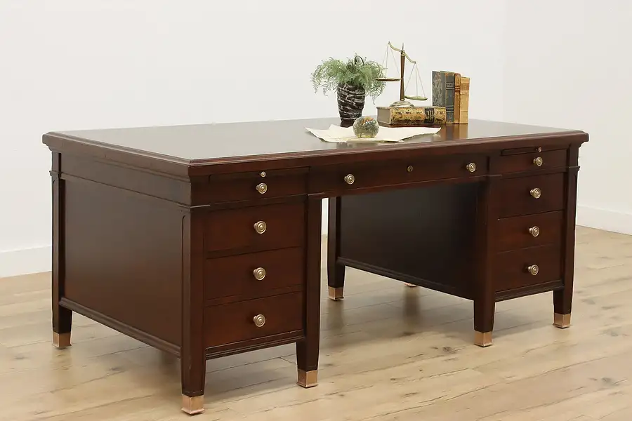 Main image of Traditional Antique Walnut Executive Office Desk, Lincoln