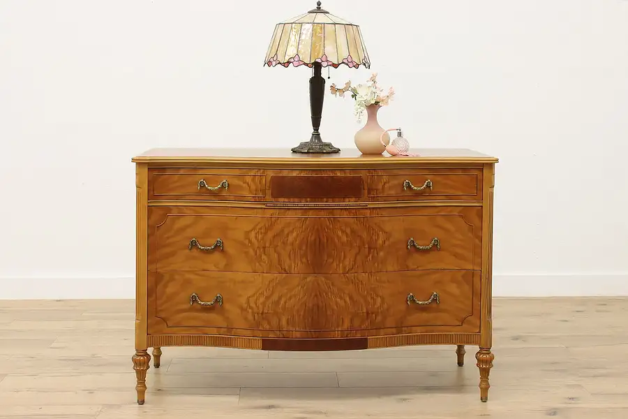 Main image of French Design Vintage Walnut Burl Chest or Dresser Widdicomb