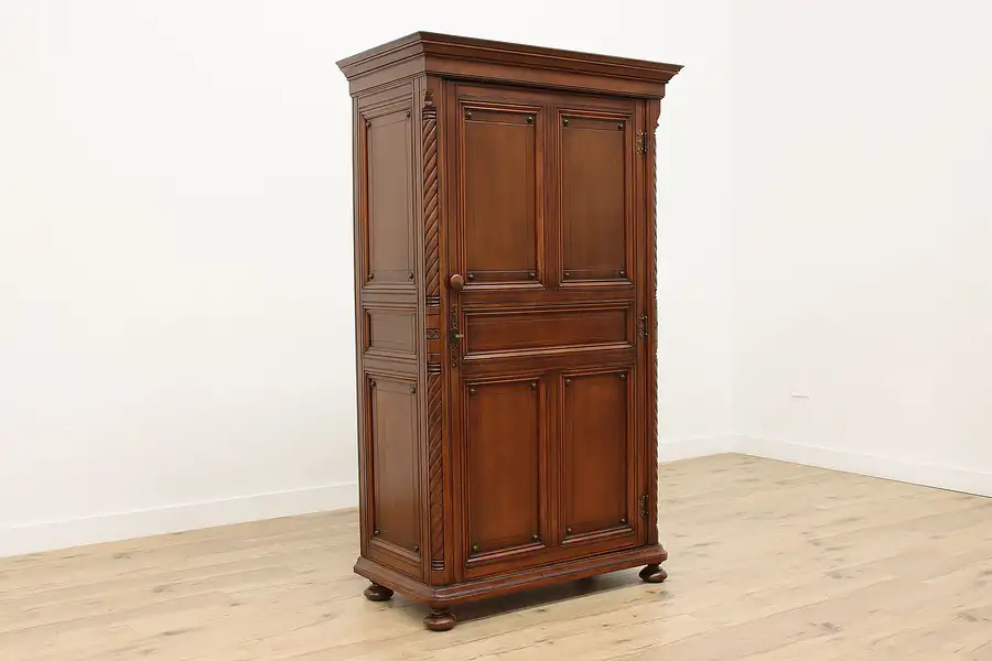 Main image of Victorian Eastlake Antique Walnut Armoire Wardrobe Closet