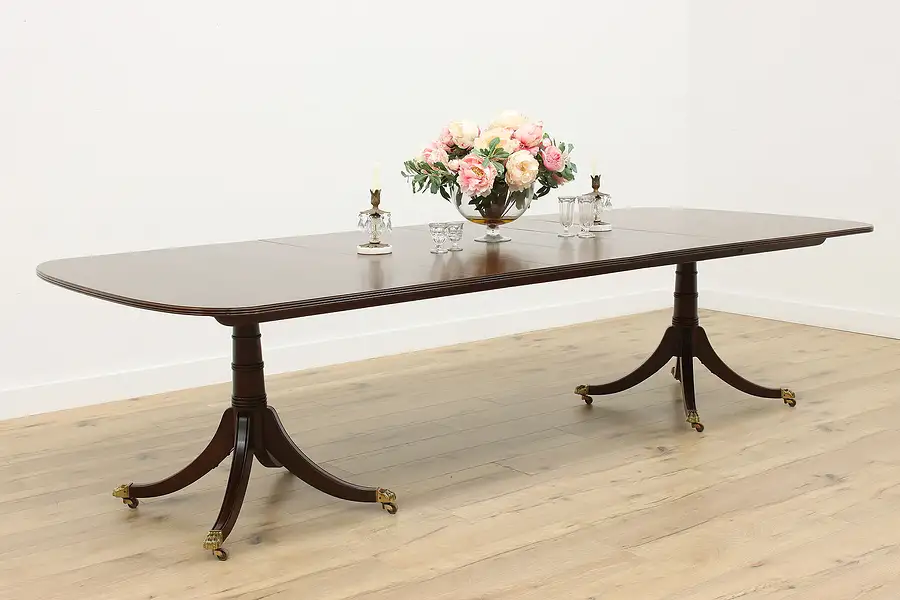 Main image of Georgian Design Mahogany Dining Table, 4 Leaves, Stickley