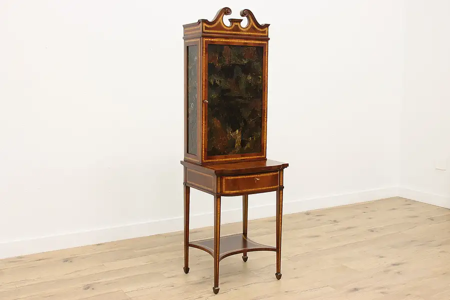 Main image of Hepplewhite Antique Secretary or Cabinet, Lacquer Panels