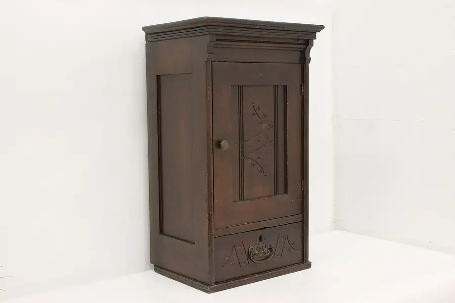 Main image of Victorian Eastlake Antique Oak Medicine or Spice Cabinet