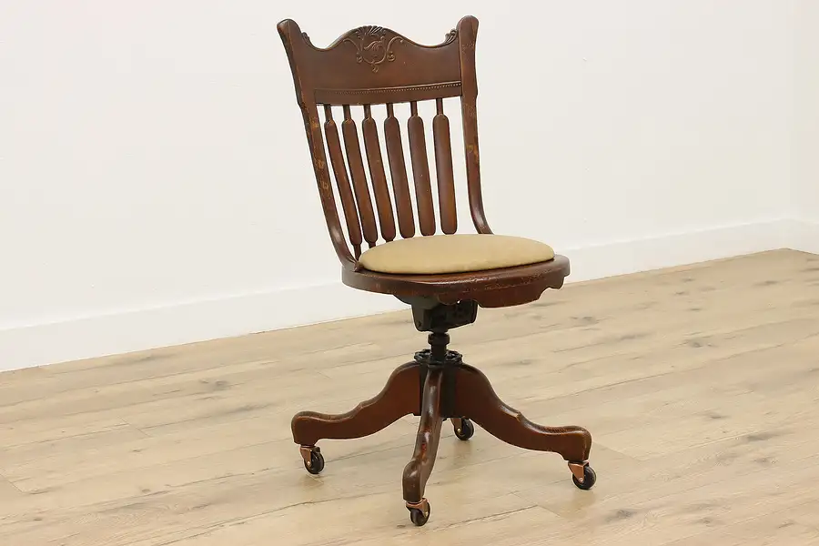 Main image of Victorian Antique Swivel & Adjustable Desk Chair, Sheboygan