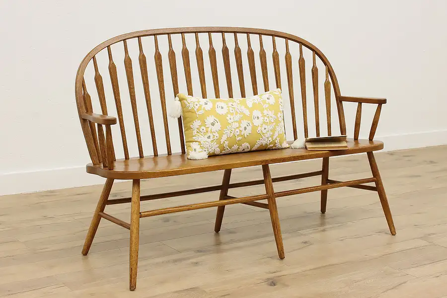 Main image of Farmhouse Vintage Oak Kitchen, Hall, or Porch Bench