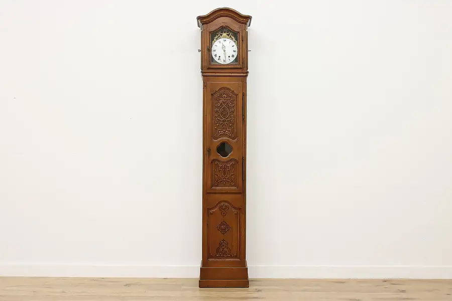 Main image of Country French Antique 1830s Tall Case Grandfather Clock