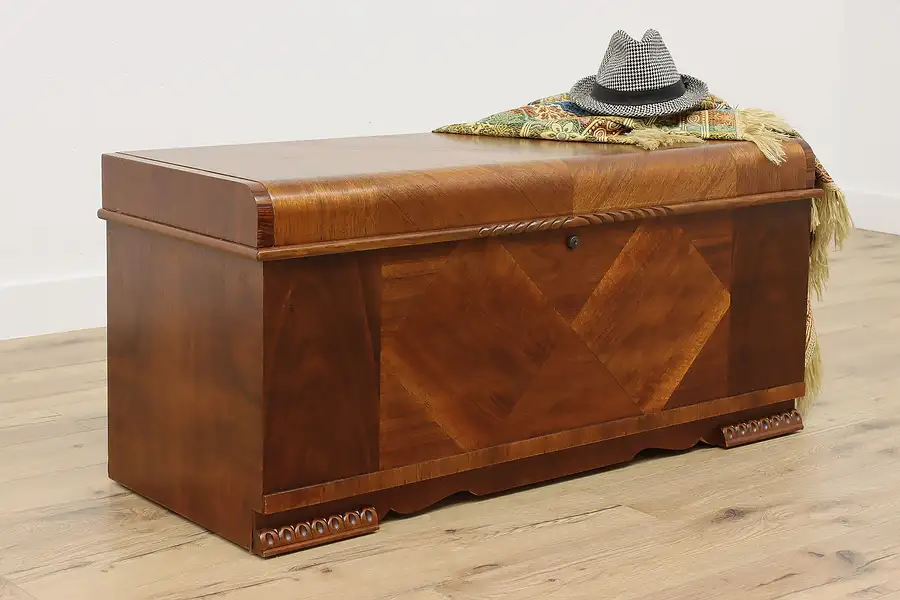 Main image of Art Deco Waterfall Vintage Mahogany Blanket Chest, Cavalier