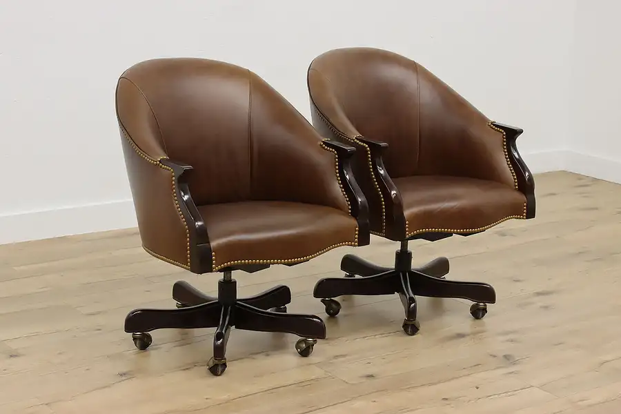 Main image of Single Vintage Leather Swivel Office Chair Leathercraft