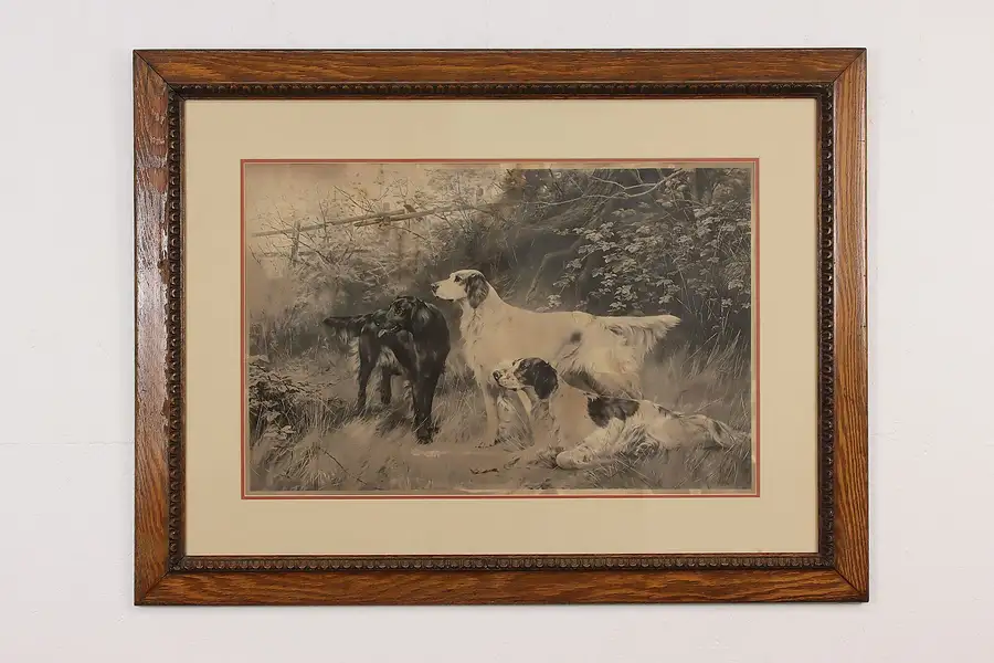 Main image of Three Hunting Dogs Antique Engraving after Blinks 43.5"