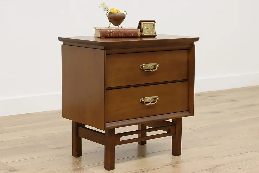 Main image of Midcentury Modern Vintage Walnut Nightstand, End, Side Table