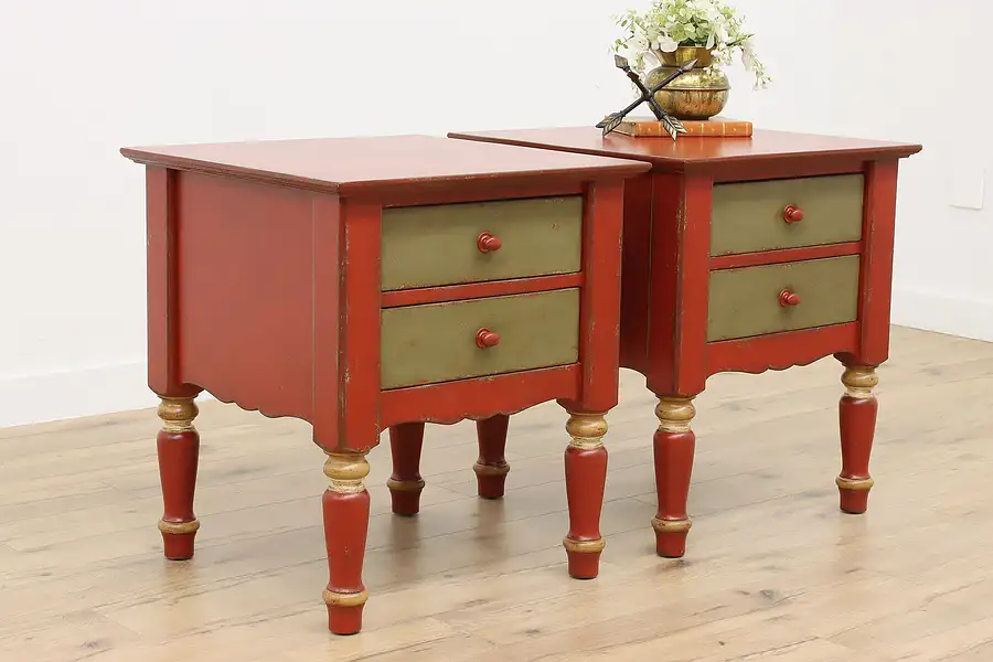 Main image of Pair of Vintage Farmhouse Nightstands, End Tables Eddy West