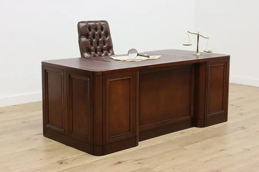 Main image of Mahogany & Leather Vintage Office or Library Desk, Stuart