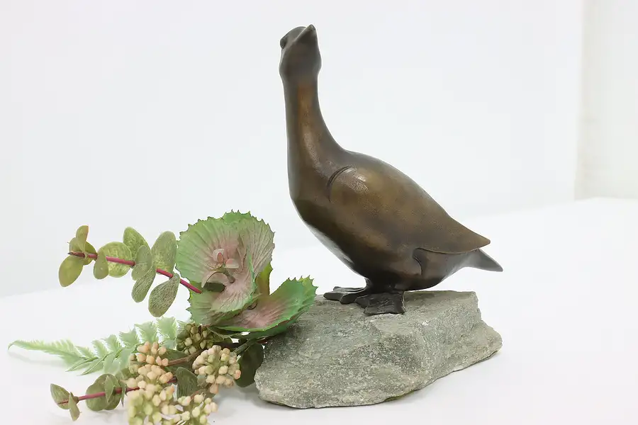 Main image of French Vintage Bronze Blue Booby Bird Sculpture, Reussner