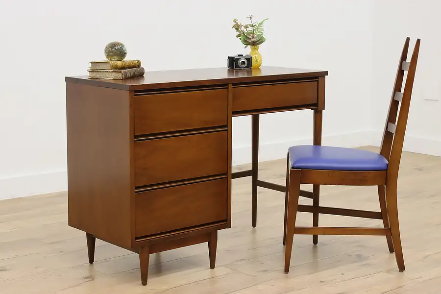 Main image of Midcentury Modern 60s Vintage Walnut Office Desk & Chair Set