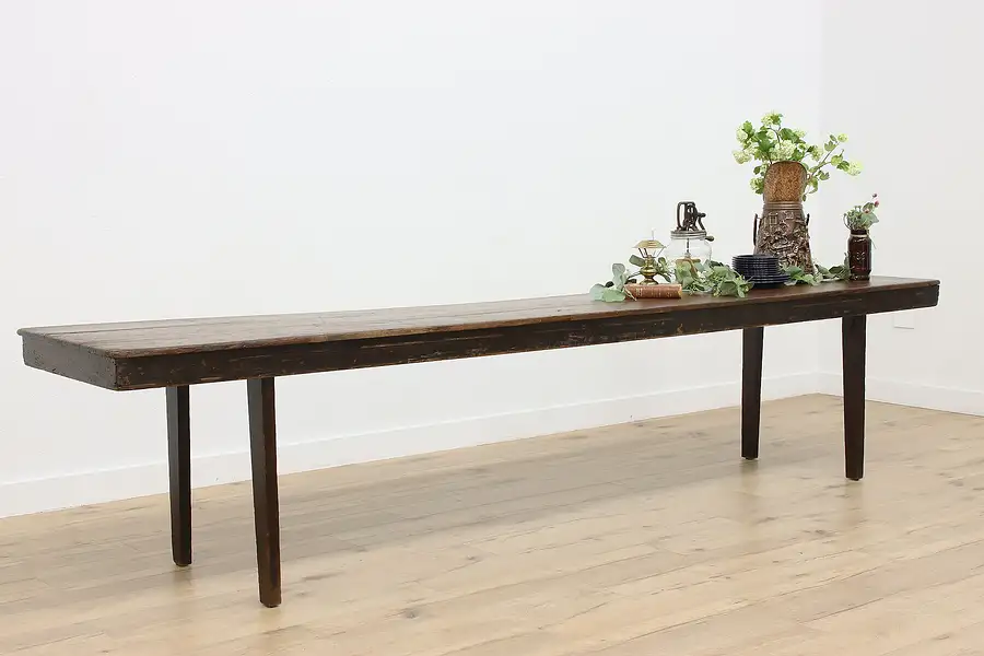 Main image of Farmhouse Pine Antique 11' Harvest Dining or Library Table