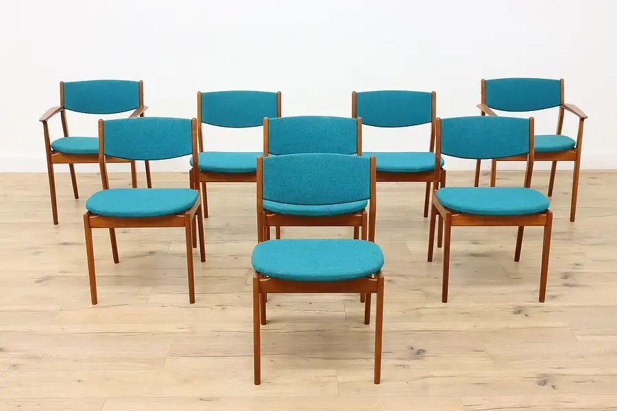 Main image of Set of 8 Midcentury Modern Danish Vintage Teak Dining Chairs