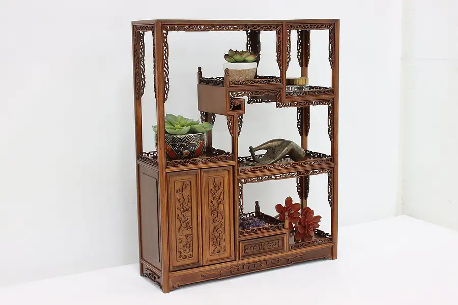 Main image of Chinese Antique Rosewood Jewelry Cabinet or Curio Stand