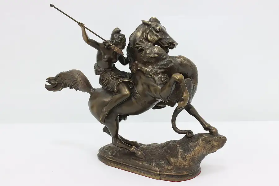 Main image of Amazon Warrior & Panther Antique Bronze Sculpture after Kiss