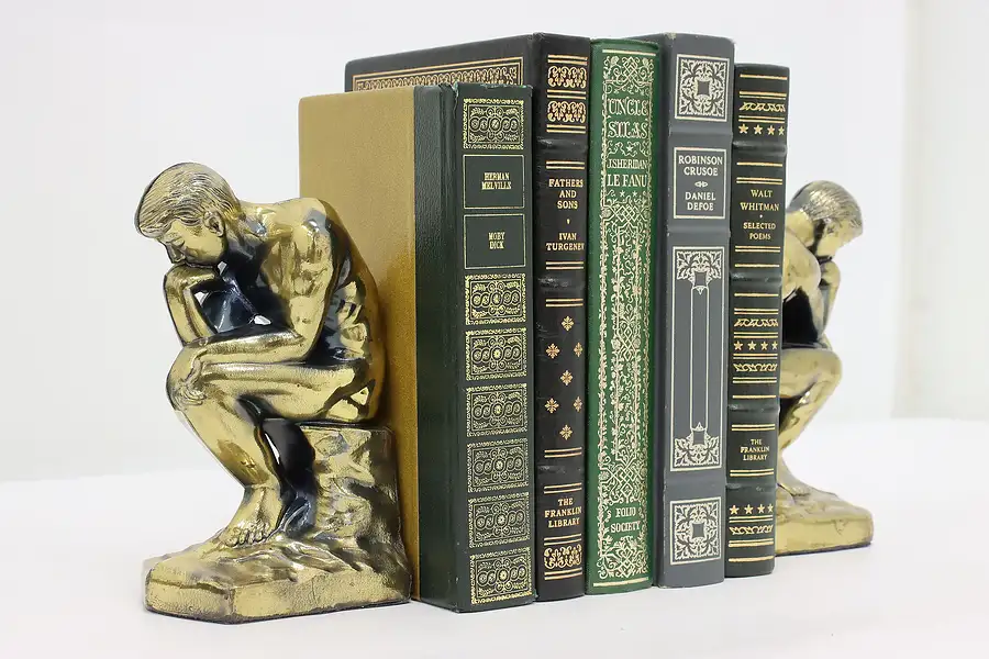 Main image of The Thinker Pair of Vintage Bookends After Rodin 1928