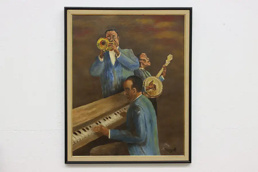 Main image of Jazz Musicians Vintage Original Oil Painting Nemeroff 33"