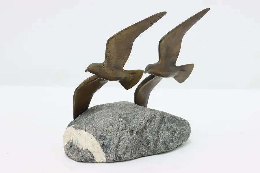 Main image of French Vintage Bronze Birds on Natural Stone, Reussner