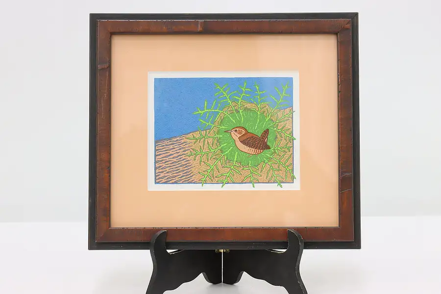 Main image of Winter Wren in Nest Vintage Original Screen Print Allen 9.5"