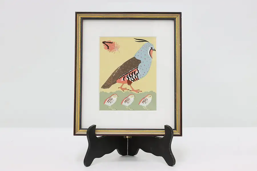 Main image of Mountain Quail & Chicks Vintage Original Print Allen 8"