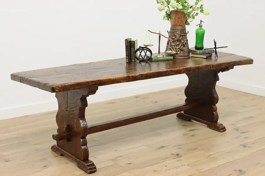 Main image of Spanish Colonial Farmhouse Oak Dining Table or Library Desk