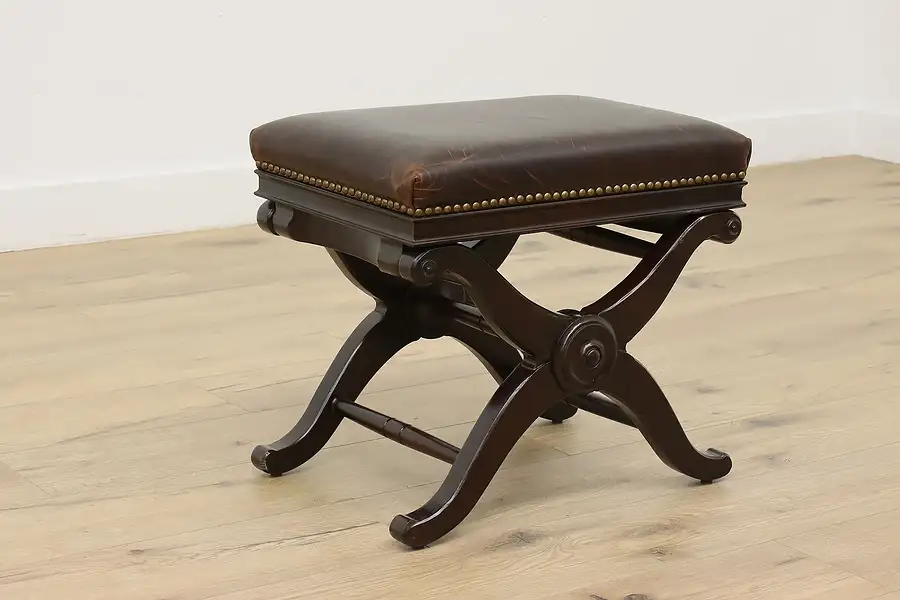 Main image of Georgian Design Mahogany & Leather Footstool, Restoration