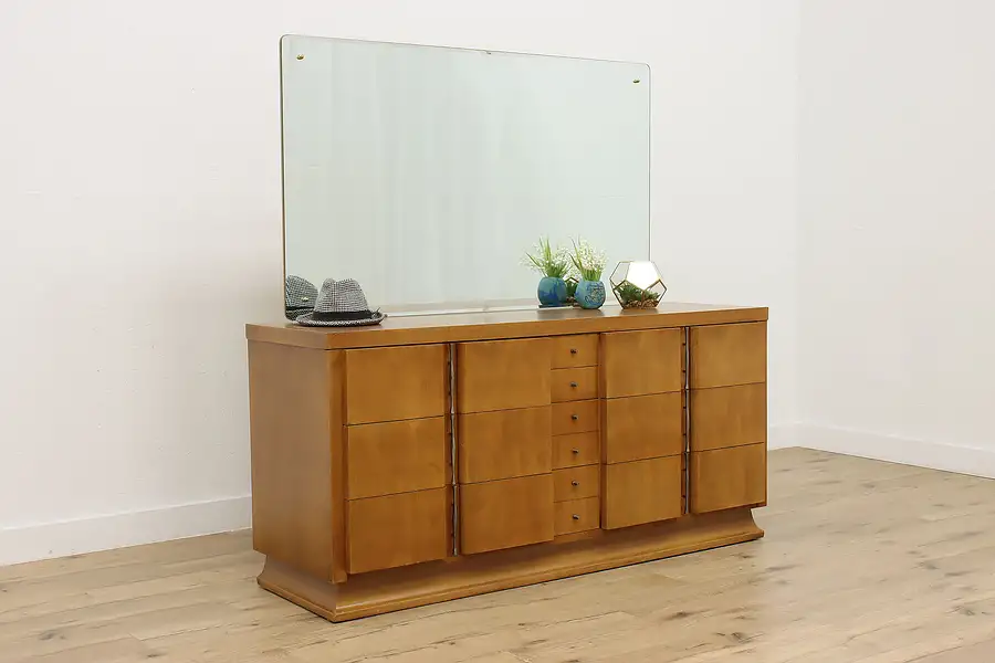 Main image of Midcentury Modern Vintage Chest Dresser, Mirror Martinsville