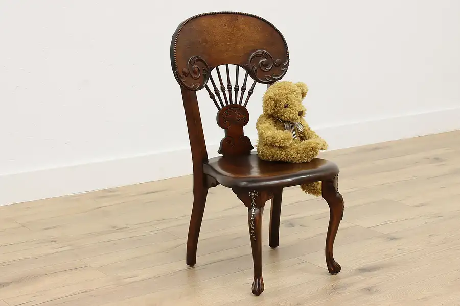 Main image of Victorian Antique Carved Birch Child Size Chair