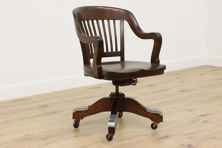 Main image of Oak Antique Office or Library Swivel Desk Chair, Milwaukee