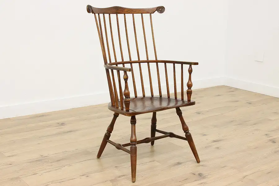 Main image of Windsor Vintage Farmhouse Oak & Pine Hall Chair, Stickley