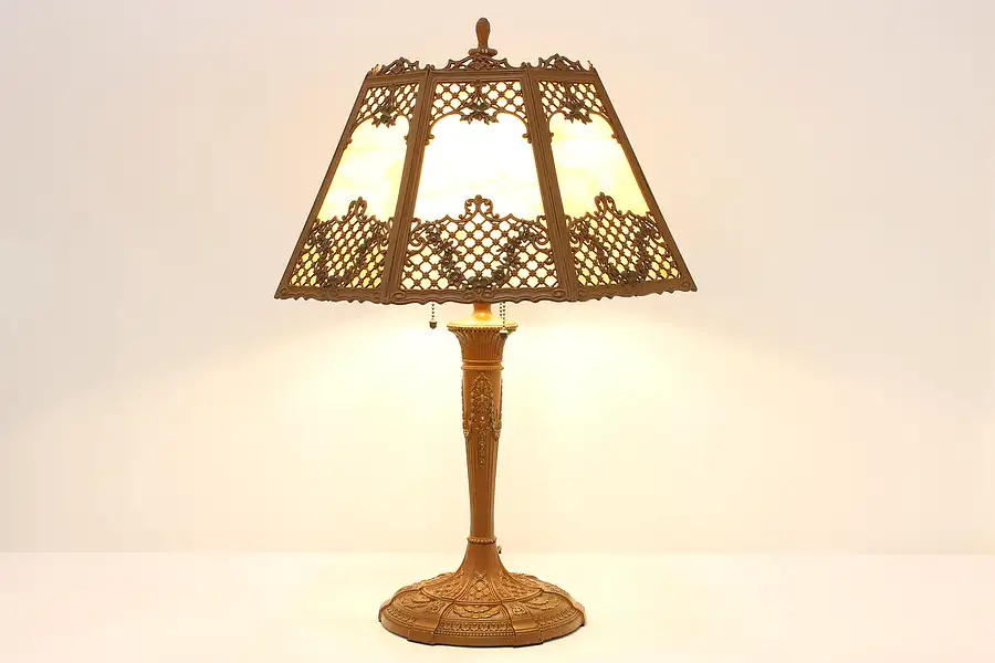 Main image of Art Nouveau Antique Stained Glass Desk or Table Lamp