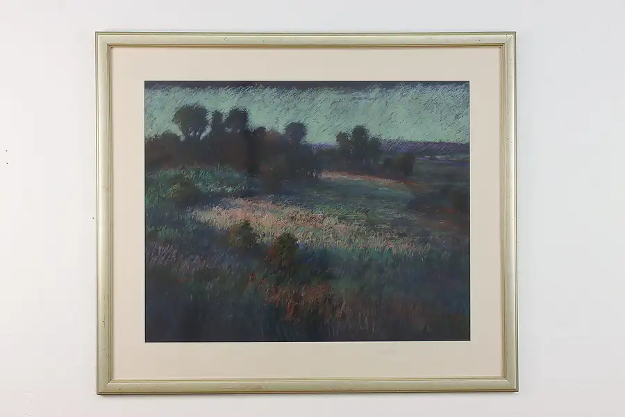 Main image of Flower Meadow Vintage Original Pastel Painting, Dahl 49"