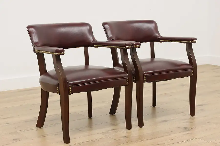 Main image of Pair of Traditional Vintage Office Vinyl Chairs, Fulmarque