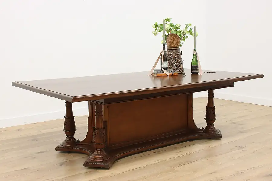 Main image of Classical Antique Carved Oak Conference or Dining Table