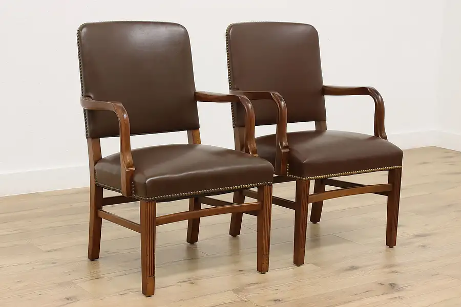 Main image of Pair of Vintage Georgian Office or Library Chairs, Gunlocke